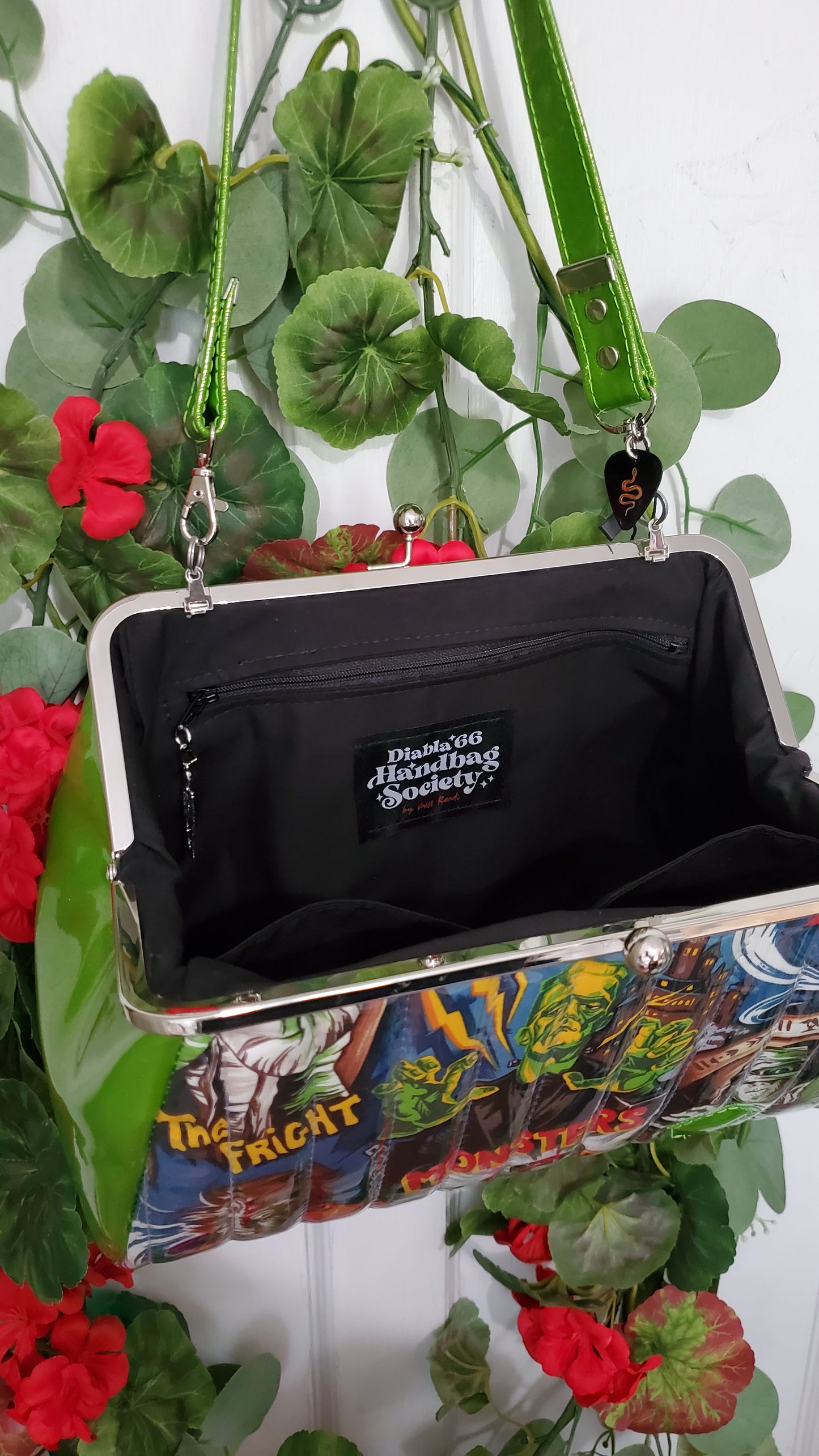 Green Monster Large Kisslock Handbag