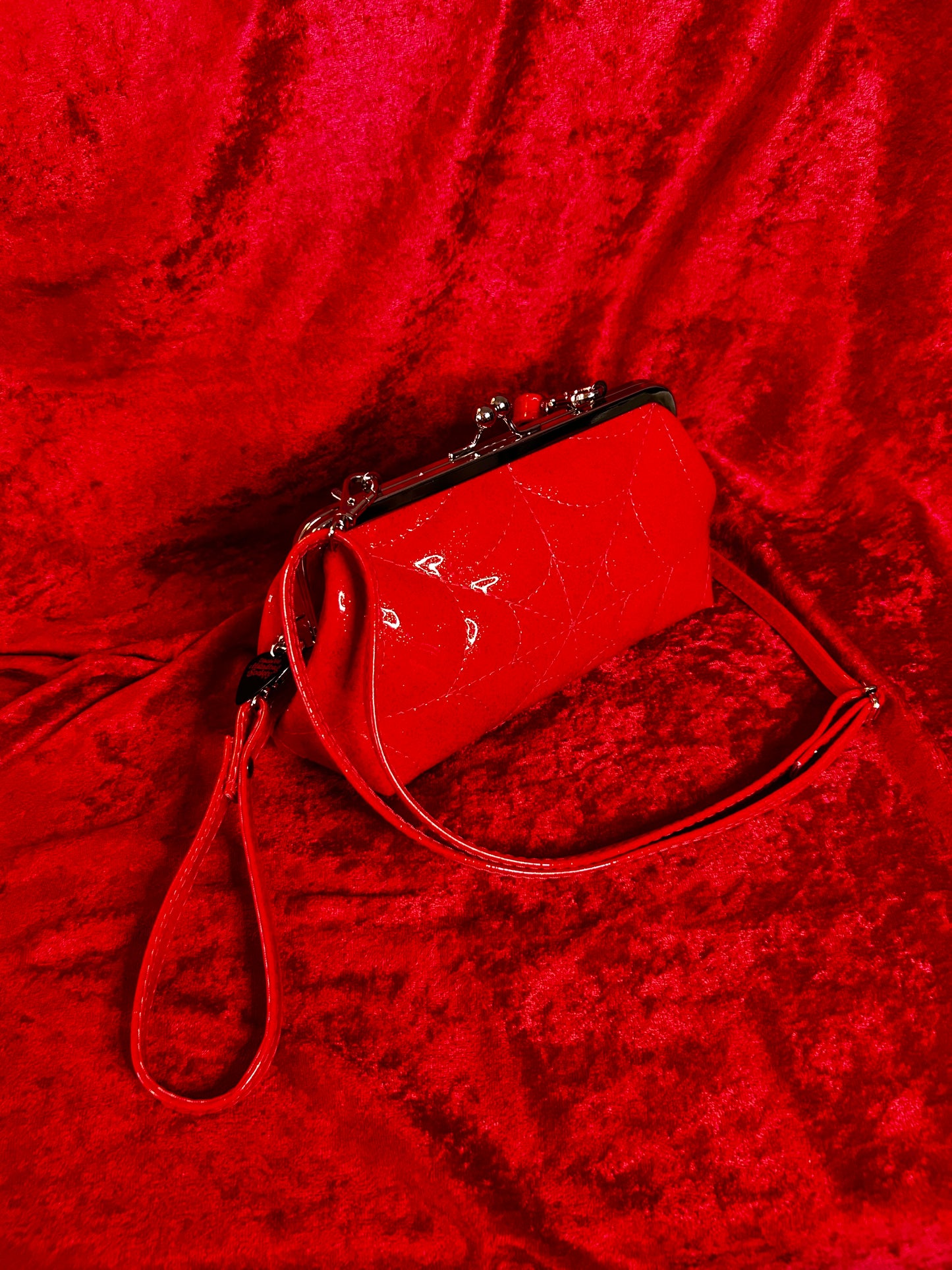 Red Spiderweb Mini Kisslock Bag