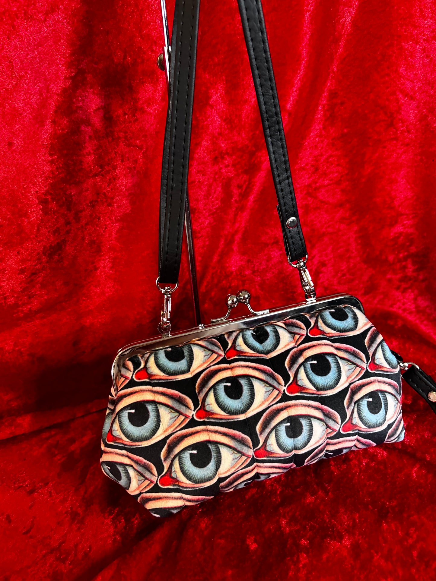 Creepy Eyes Mini Kisslock Handbag