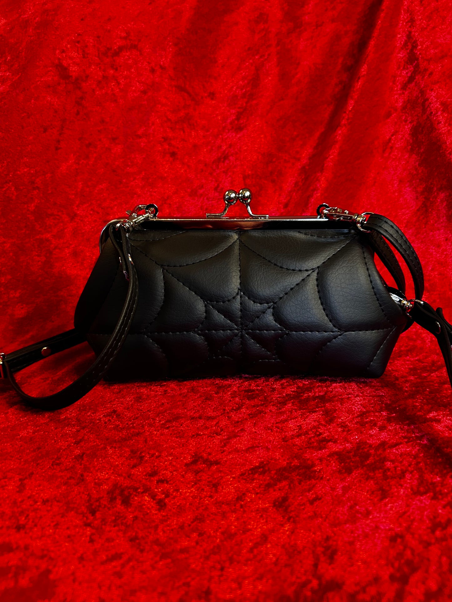 Black Spiderweb Mini Kisslock Bag