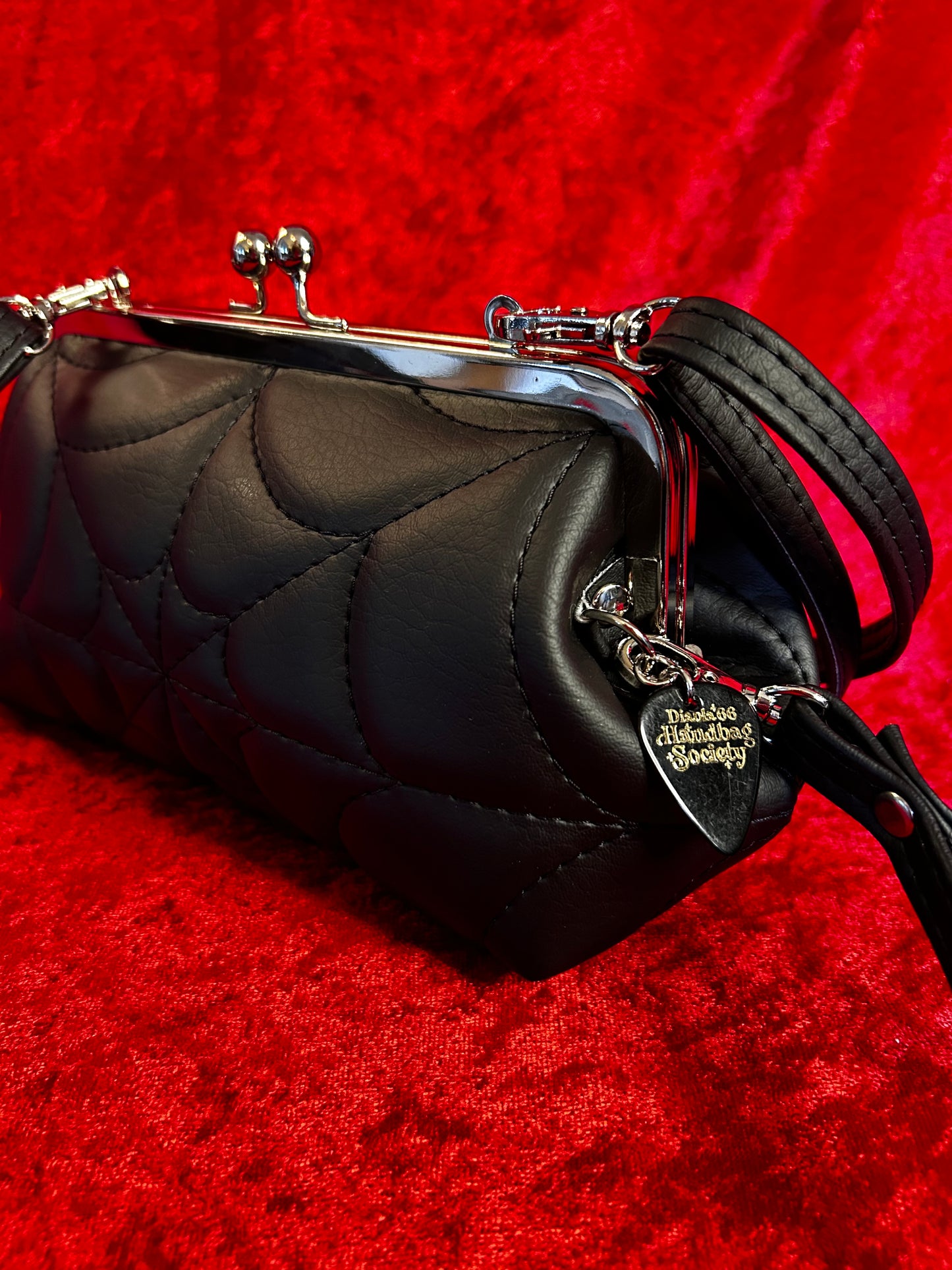 Black Spiderweb Mini Kisslock Bag