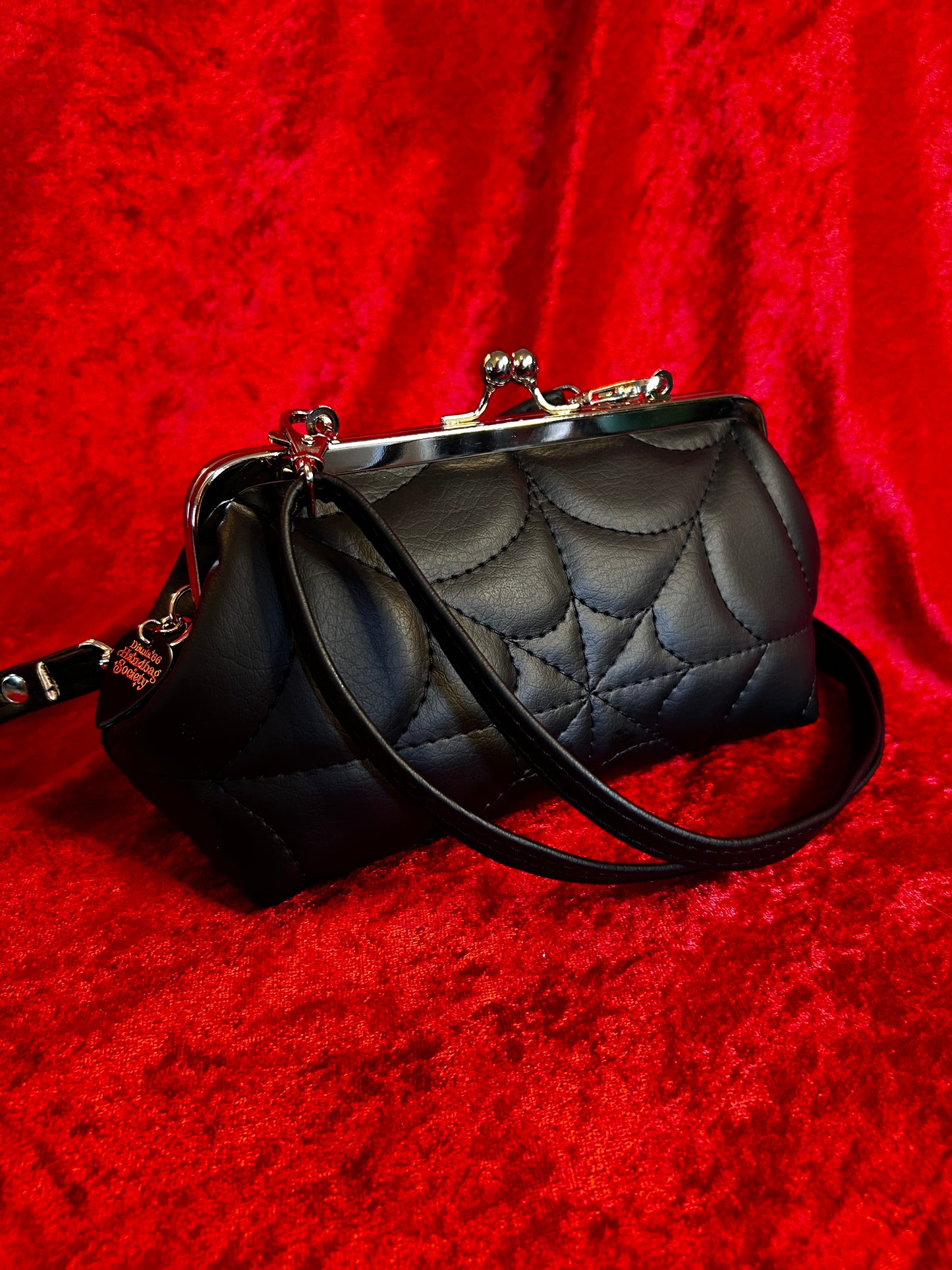Black Spiderweb Mini Kisslock Bag