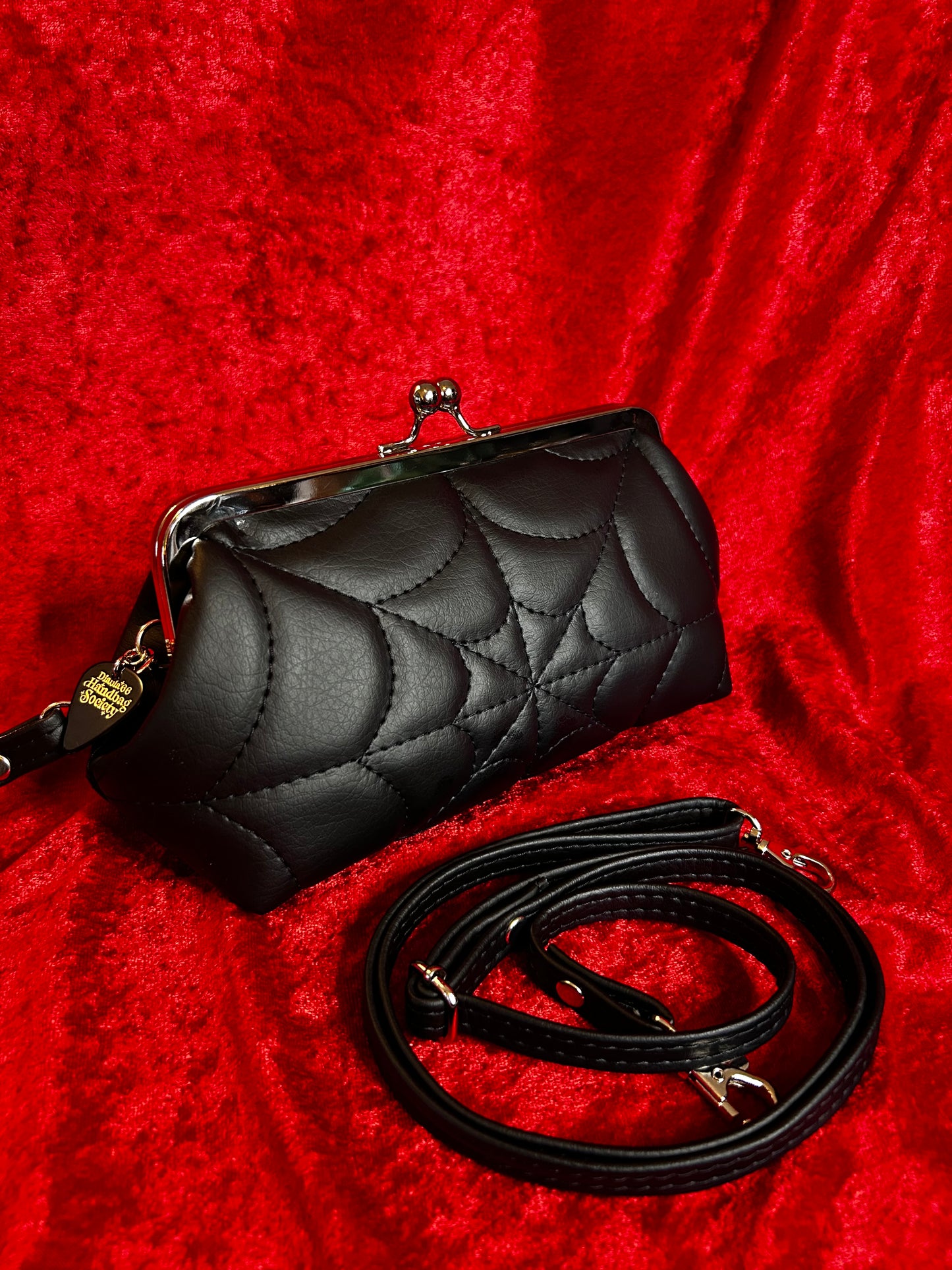 Black Spiderweb Mini Kisslock Bag