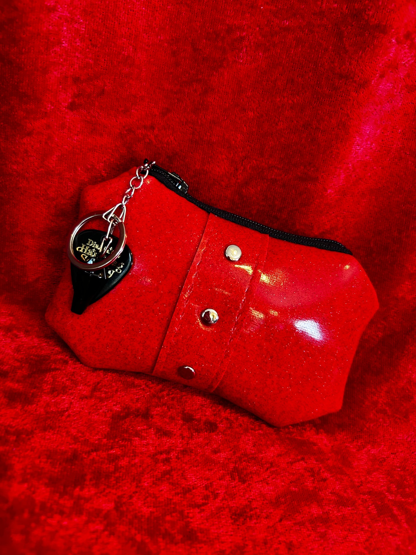 Red Glitter Galaxy Coin Pouch