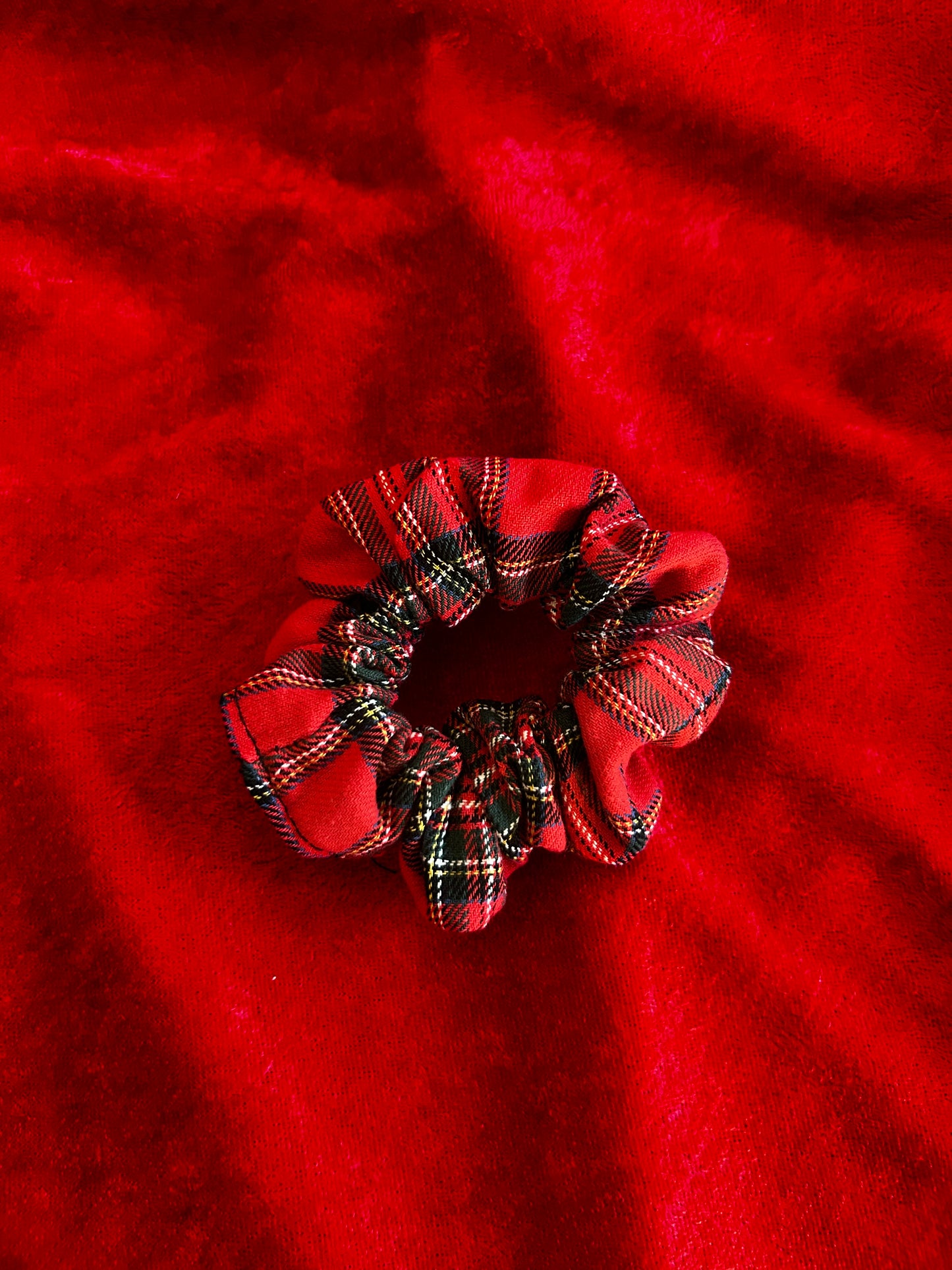 Xmas Punk Plaid Print Hair Scrunchie