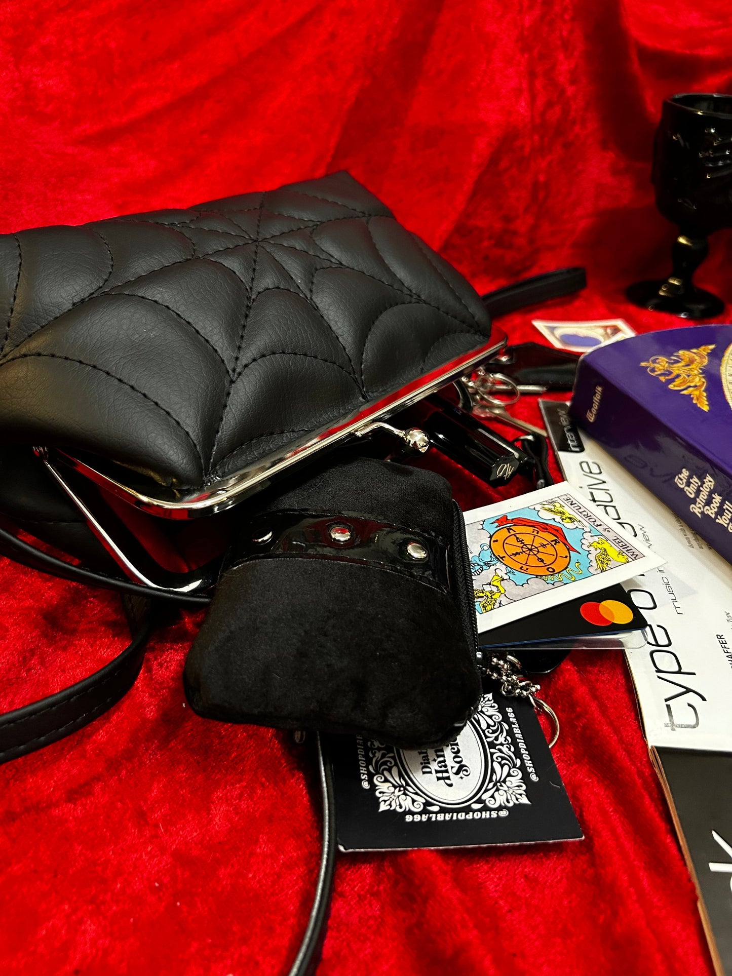 Black Glitter Spiderweb Mini Kisslock Bag