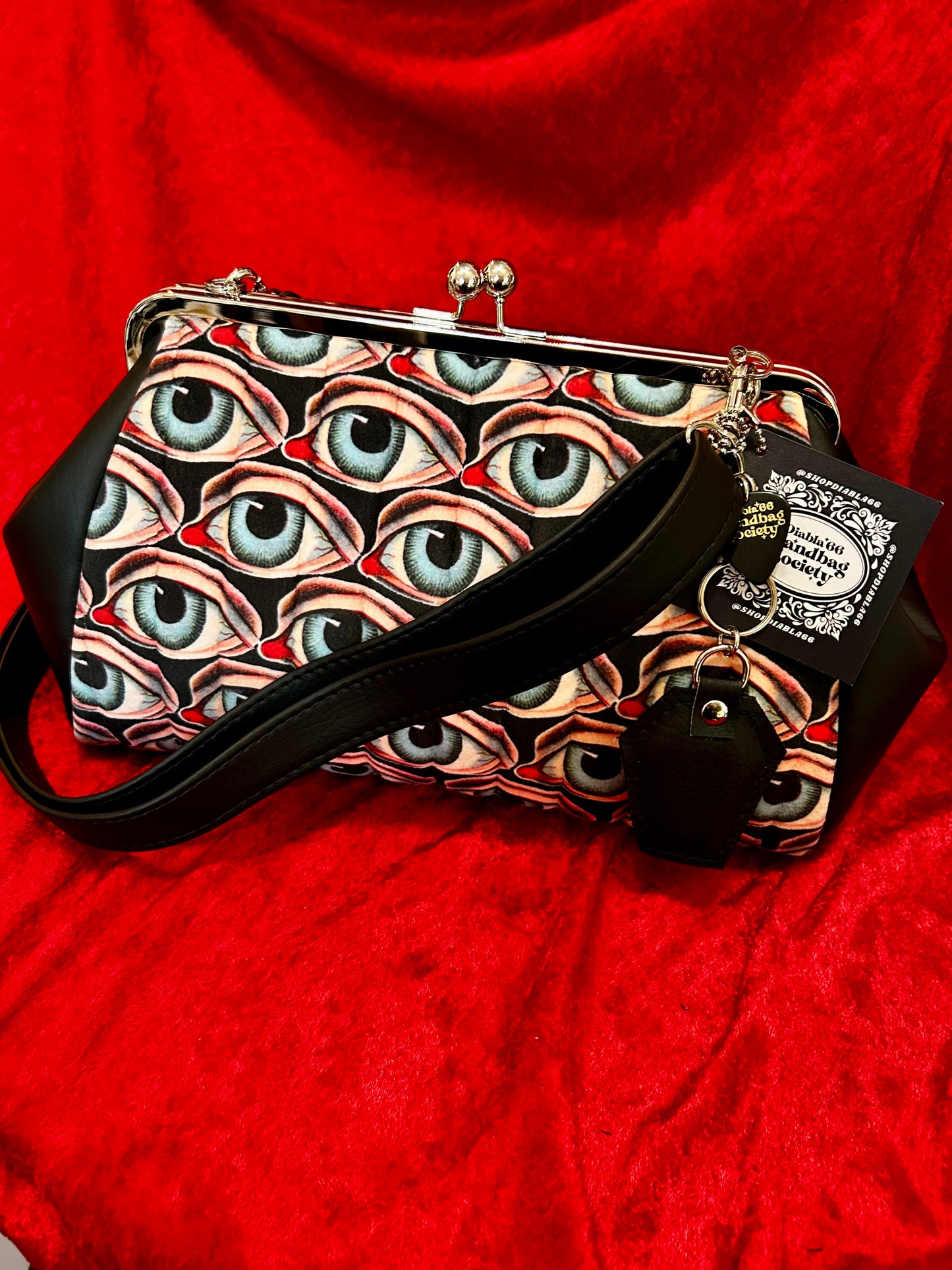 Creepy Eyes Large Kisslock Handbag