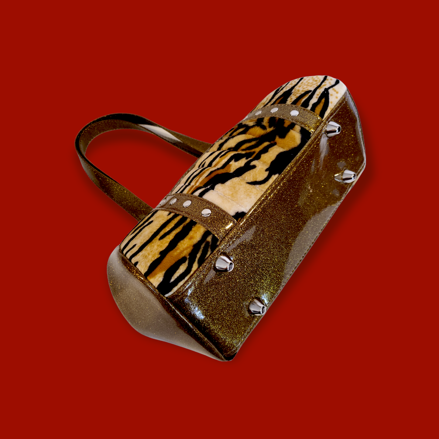 Kitten Handbag - Tiger and Gold Sparkle