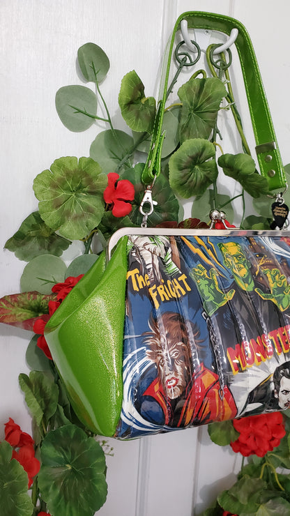 Green Monster Large Kisslock Handbag