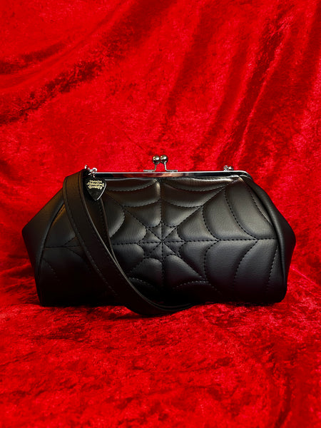 Black Spiderweb Large Kisslock Handbag – Diabla 66 Handbag Society