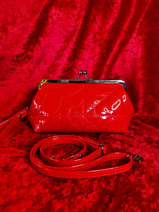 Red Spiderweb Mini Kisslock Bag