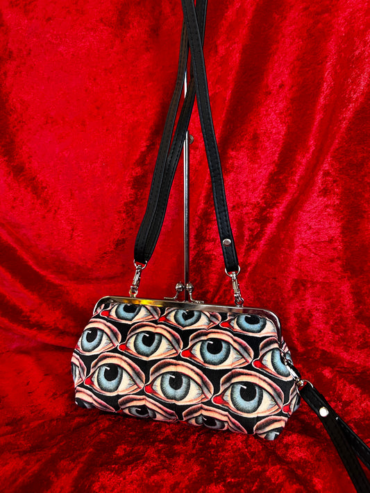 Creepy Eyes Mini Kisslock Handbag