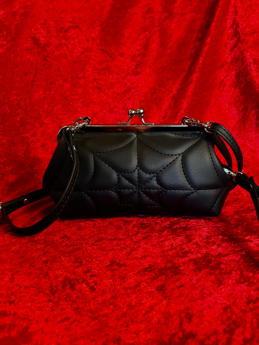 Black Spiderweb Mini Kisslock Bag