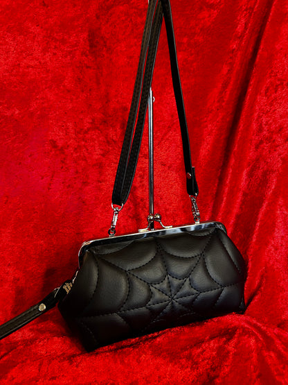 Black Spiderweb Mini Kisslock Bag