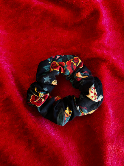 Tattoo Flash Print Hair Scrunchie