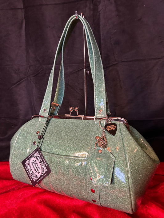 SALE Aqua Seafoam Glitter Kisslock Handbag