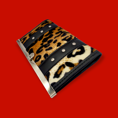 Kitten Wallet - Leopard + Black Vegan Leather